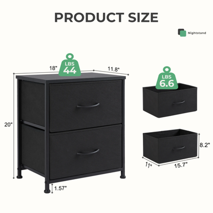 Living Room Cabinet, Fabric Drawers, Nightstand Table, Closet Storage, Set of 2
