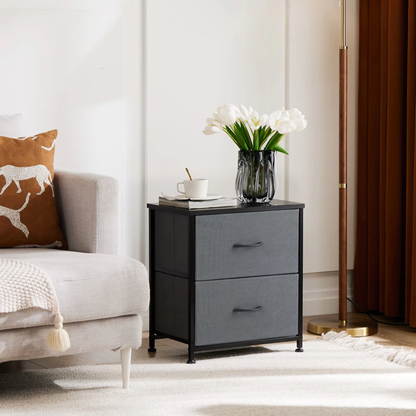 Living Room Cabinet, Fabric Drawers, Nightstand Table, Closet Storage, Set of 2