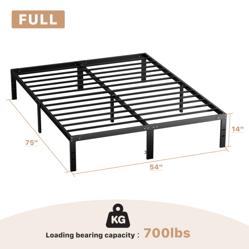 Metal Bed Frame, Platform Bedroom Frame with Storage, Steel Slat Support 350lbs