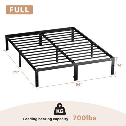 Metal Bed Frame, Platform Bedroom Frame with Storage, Steel Slat Support 350lbs