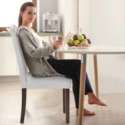 Set of 2 Dining Chairs, Padded Backrest, Upholstered Fabric, Thick Sponge Cushion