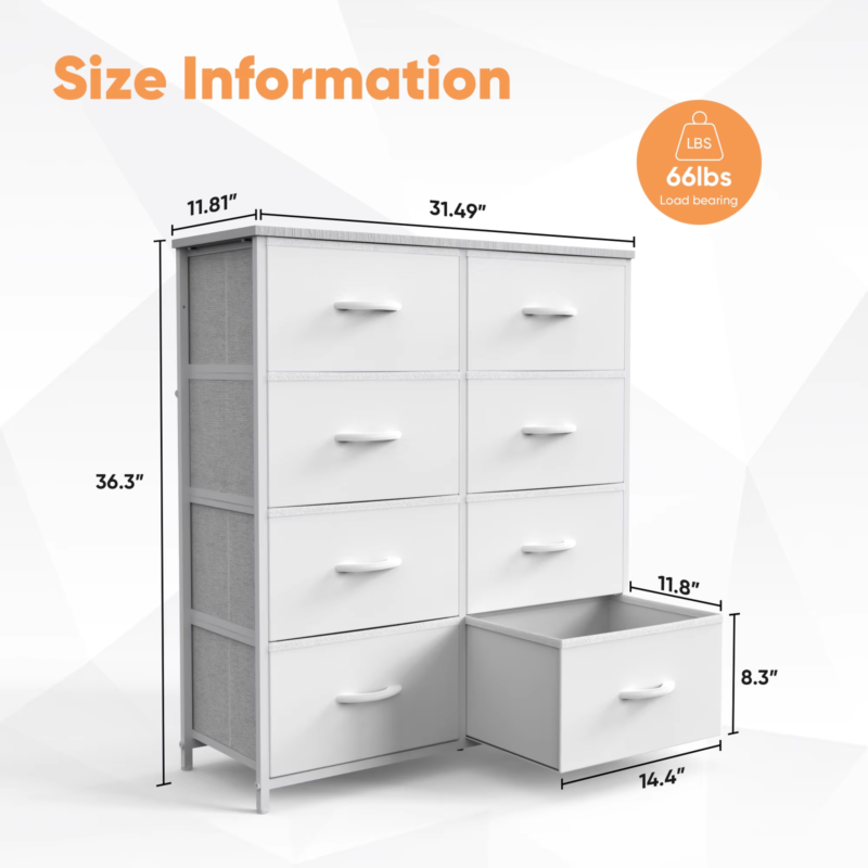 8 Fabric Drawers Storage Cabinet with Steel Frame Assembly Closet for Clothes