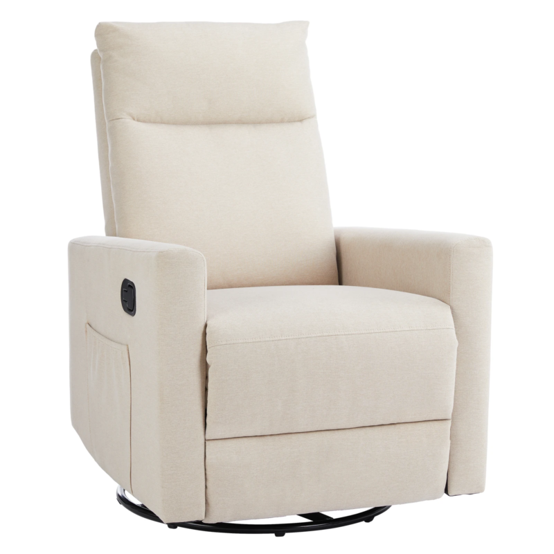 Rotating Rocking Recliner with Oversized Foot, Swivel, Glider Nursery Chair