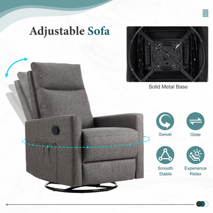 Rotating Recliner Chair with Oversized Foot, Swivel Rocker Glider, Nursery Sofa