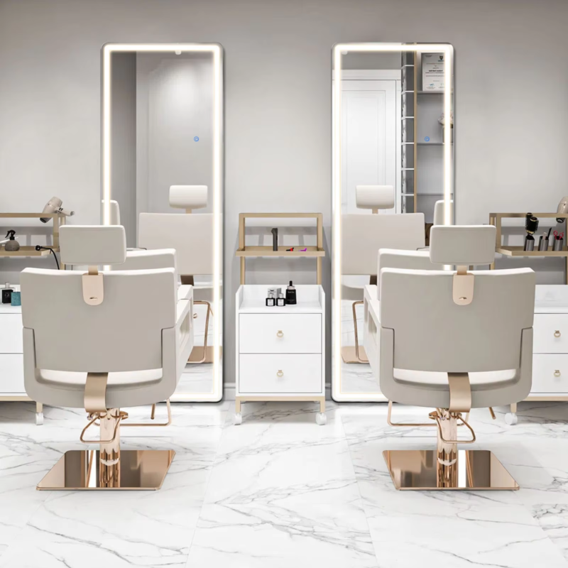 LED Dimming Full Length Mirror, 3-Color Lighting, Aluminum Frame, Floor &amp; Wall