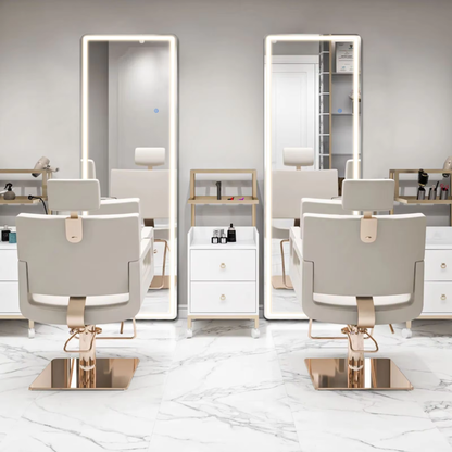 LED Dimming Full Length Mirror, 3-Color Lighting, Aluminum Frame, Floor &amp; Wall