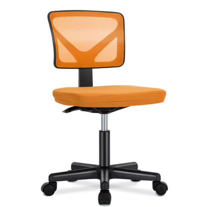 Mesh Office Chair with Lumbar Support, Armless, Adjustable Height, 360° Swivel