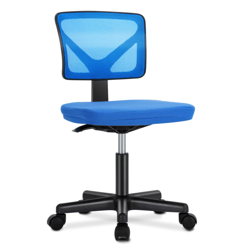Mesh Office Chair with Lumbar Support, Armless, Adjustable Height, 360° Swivel