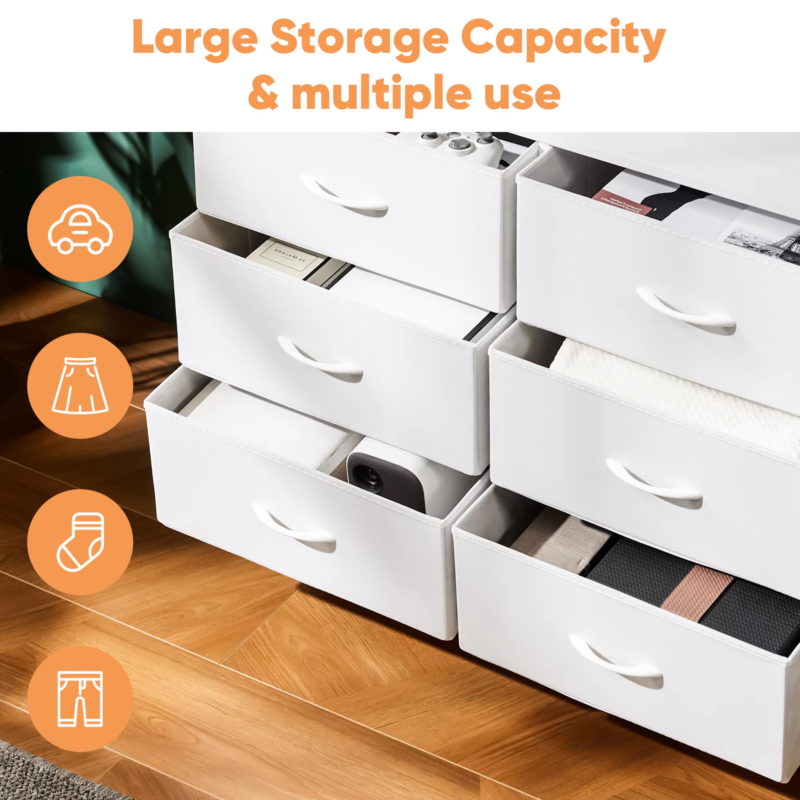 8 Fabric Drawers Storage Cabinet with Steel Frame Assembly Closet for Clothes