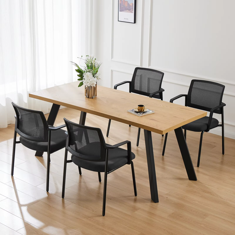 Mesh Back Stacking Arm Chairs, Sturdy Metal, Indoor/Outdoor, Home &amp; Office 2-Pk