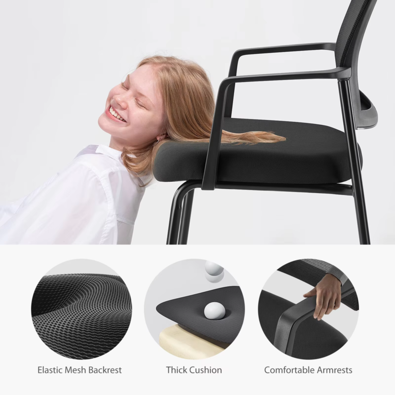 Mesh Back Stacking Arm Chairs, Sturdy Metal, Indoor/Outdoor, Home &amp; Office 2-Pk