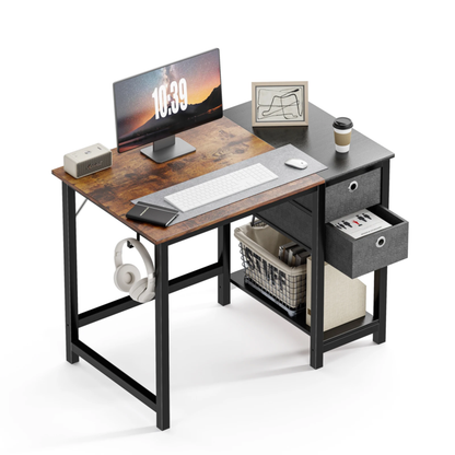 Computer Desk with Drawers, Home Office Desk, Writing Desk, Study Table, 2-Tier