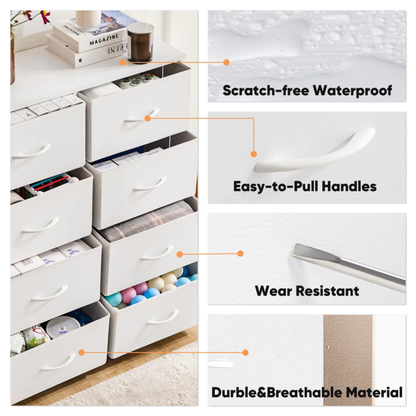 8 Fabric Drawers Storage Cabinet with Steel Frame Assembly Closet for Clothes