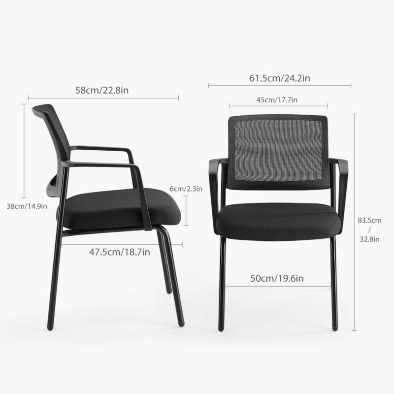 Mesh Back Stacking Arm Chairs, Sturdy Metal, Indoor/Outdoor, Home &amp; Office 2-Pk
