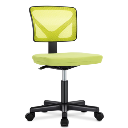 Mesh Office Chair with Lumbar Support, Armless, Adjustable Height, 360° Swivel