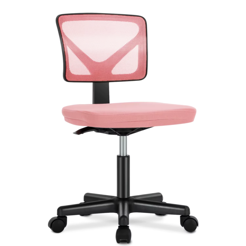 Mesh Office Chair with Lumbar Support, Armless, Adjustable Height, 360° Swivel