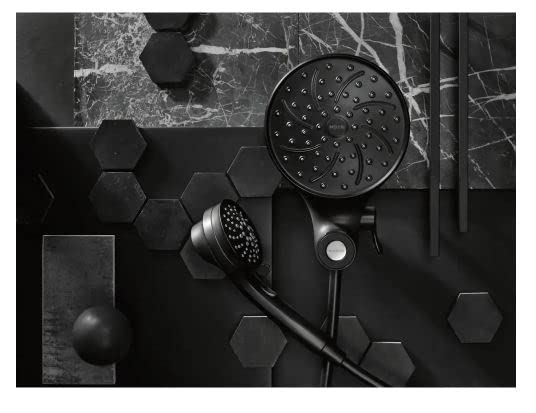 MOEN Magnetix 6-Spray Patterns with 1.75 GPM 6.75 in. Wall Mount Dual Shower Heads and Handheld in Matte Black