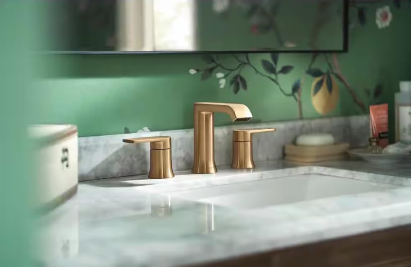 MOEN Genta 84763BZG Widespread Double Handle Bathroom Faucet in Bronzed Gold (Valve Included)