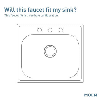 MOEN Adler 87201 Single-Handle Low Arc Kitchen Faucet in Chrome with Tool Free Install