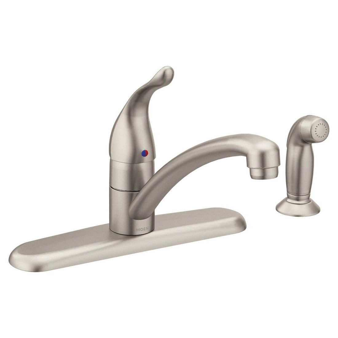 MOEN Chateau 7430SRS One-Handle Low-Arc Kitchen Faucet with Side Sprayer in Spot Resist Stainless
