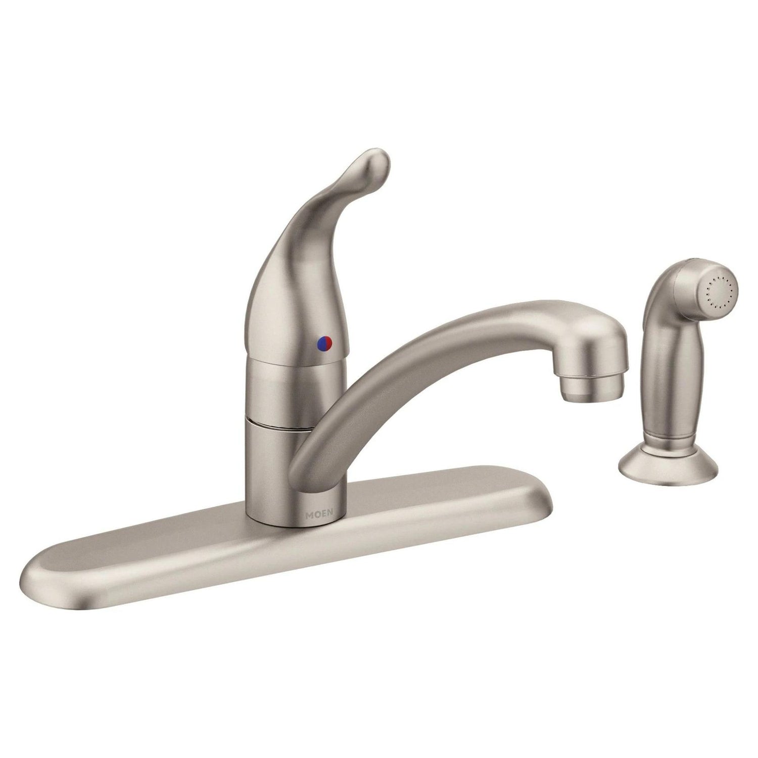 MOEN Chateau 7430SRS One-Handle Low-Arc Kitchen Faucet with Side Sprayer in Spot Resist Stainless