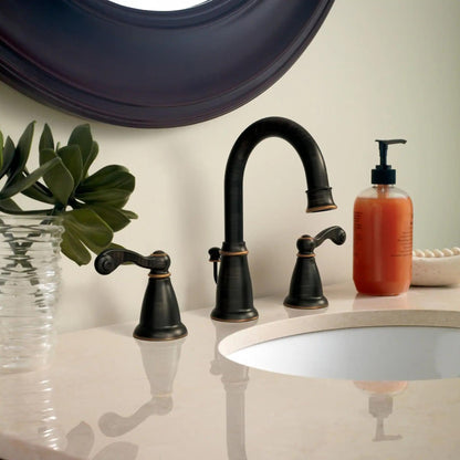 MOEN Traditional WS84004BRB Widespread Two Handle Bathroom Sink Faucet in Mediterranean Bronze