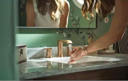 MOEN Genta 84763BZG Widespread Double Handle Bathroom Faucet in Bronzed Gold (Valve Included)