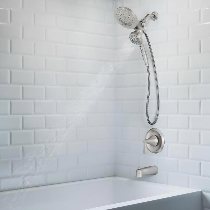 MOEN Mikah 82310SRN 1-Handle Tub &amp; Shower Faucet in Spot Resist Brushed Nickel