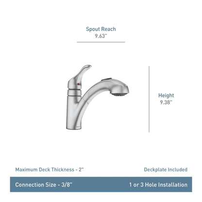 MOEN Renzo CA87316C One-Handle Pullout Kitchen Sink Faucet with 2-Spray, Chrome