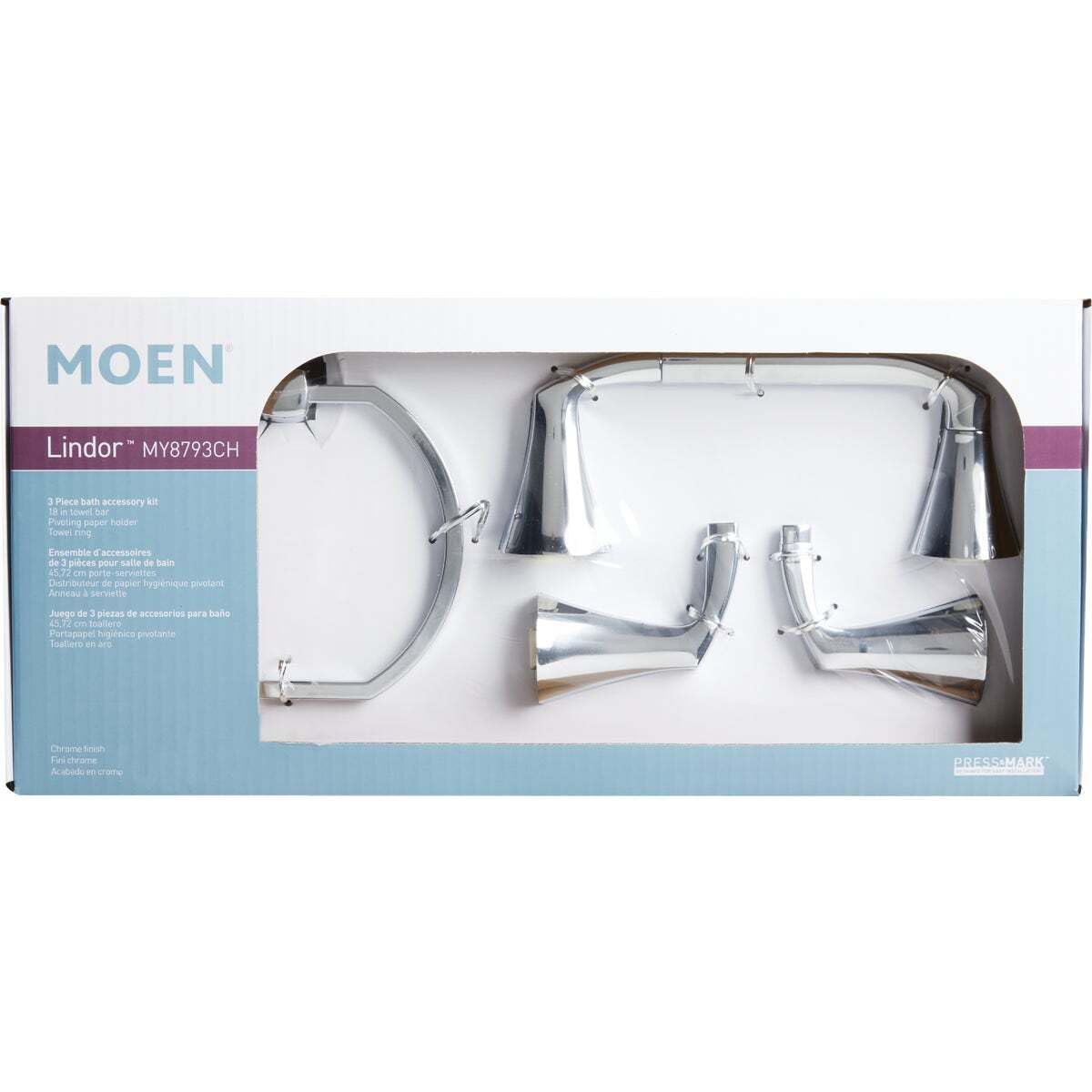 Moen MY8793CH Lindor Chrome pivoting Paper Holder Towel bar Towel Ring Chrome