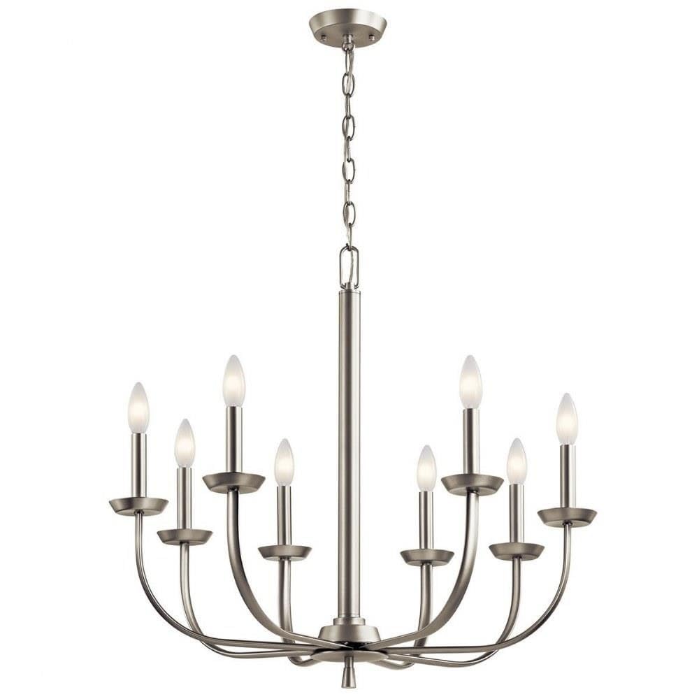 Kichler 52388NI Kennewick Chandelier, 8-Light 480 Total Watts, Brushed Nickel - Like New