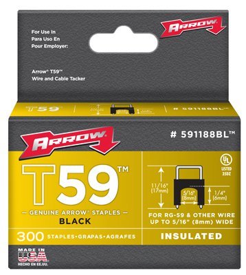 Arrow Fastener 591188BL 1/4" X 5/16" Black T59 Staples