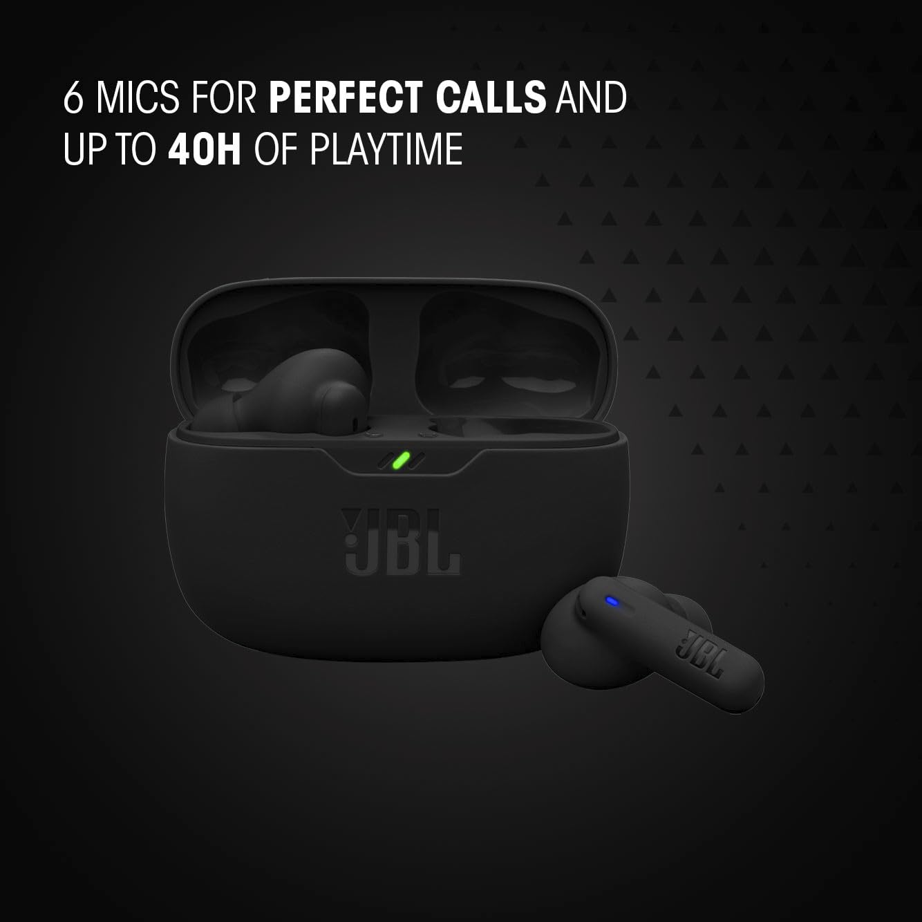 JBL Vibe Beam 2 - True Wireless Noise Cancelling Earbuds with JBL Pure Bass Sound &amp; Smart Ambient technology, 4mics for crisp, clear calls, up to 40Hrs of Playback, IP54 Dust &amp; Water resistant (Black)