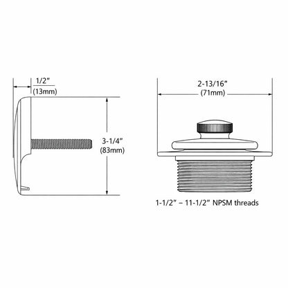 Moen Chrome Push-N-Lock Metal Tub and Shower Drain Kit and Overflow Cover with 1-1/2 Inch Threads, T90331
