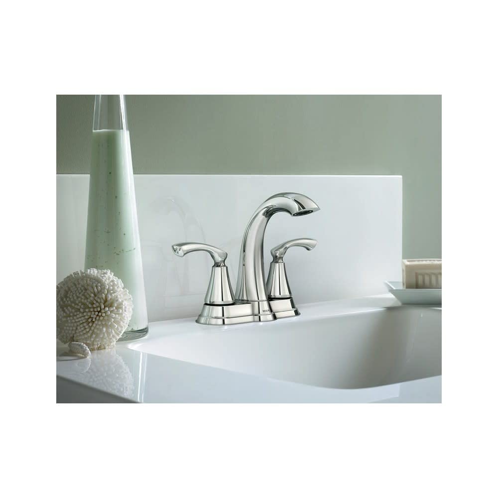 MOEN Tiffin WS84876 Two-Handle 4-Inch Centerset Bathroom Faucet in Chrome (Drain Included)