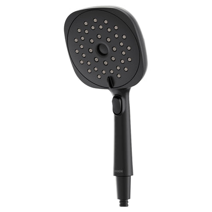 Moen Verso Eco-Performance Infiniti Dial Square Handheld Shower, 6-Inch Diameter Spray Head, Matte Black, 220H4EPBL