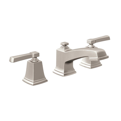 MOEN Boardwalk TV6220SRN Two-Handle Widespread Bathroom Sink Faucet in Brushed Nickel (Valve Included)