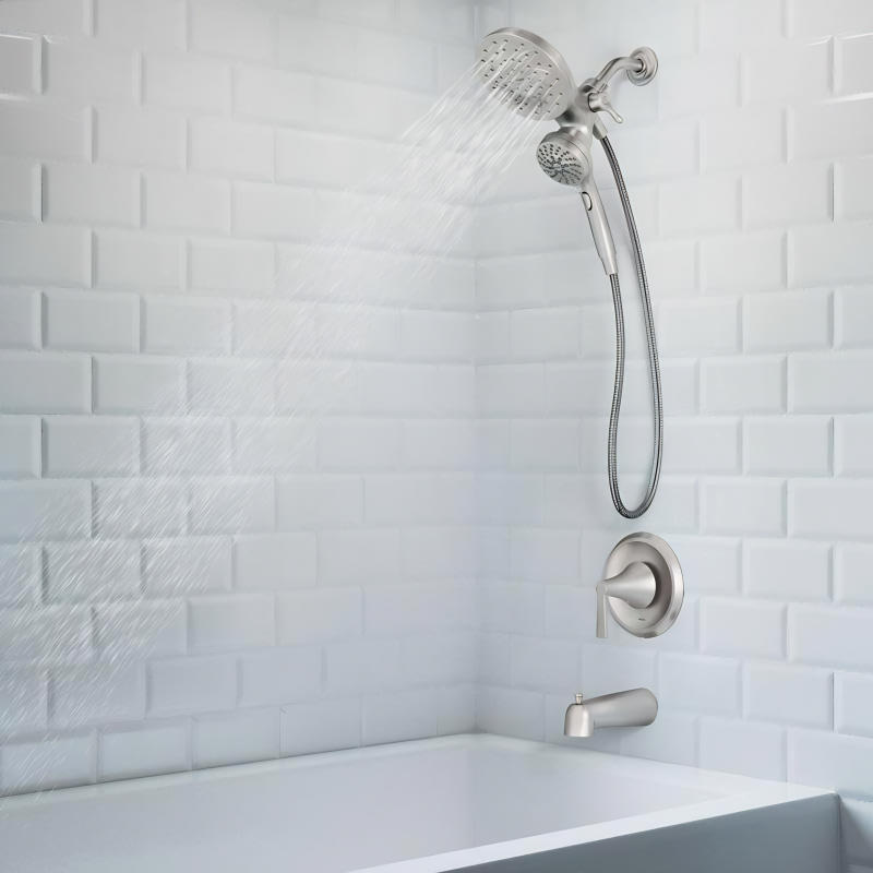 MOEN Mikah 82310SRN 1-Handle Tub &amp; Shower Faucet in Spot Resist Brushed Nickel