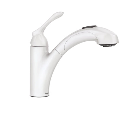 MOEN Banbury 87017W One-Handle Pullout Kitchen Sink Faucet in White
