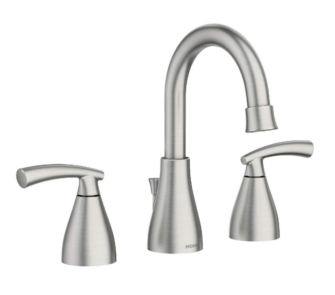 Moen Essie 84716SRN Widespread 2-Handle Bathroom Faucet in Spot Resist Brushed Nickel (Valve Included)