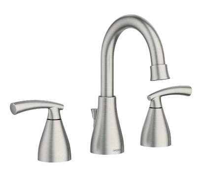 Moen Essie 84716SRN Widespread 2-Handle Bathroom Faucet in Spot Resist Brushed Nickel (Valve Included)