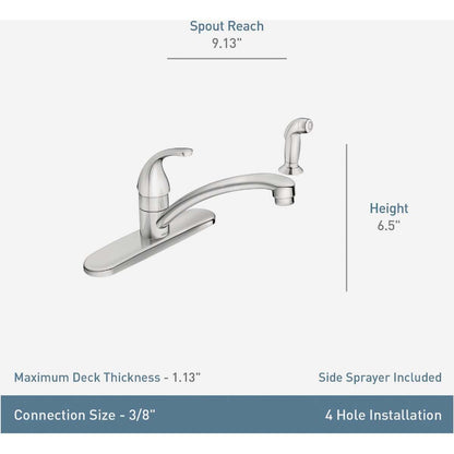 MOEN Adler 87604 Single Handle Deck-mount Kitchen Faucet with Sprayer in Chrome