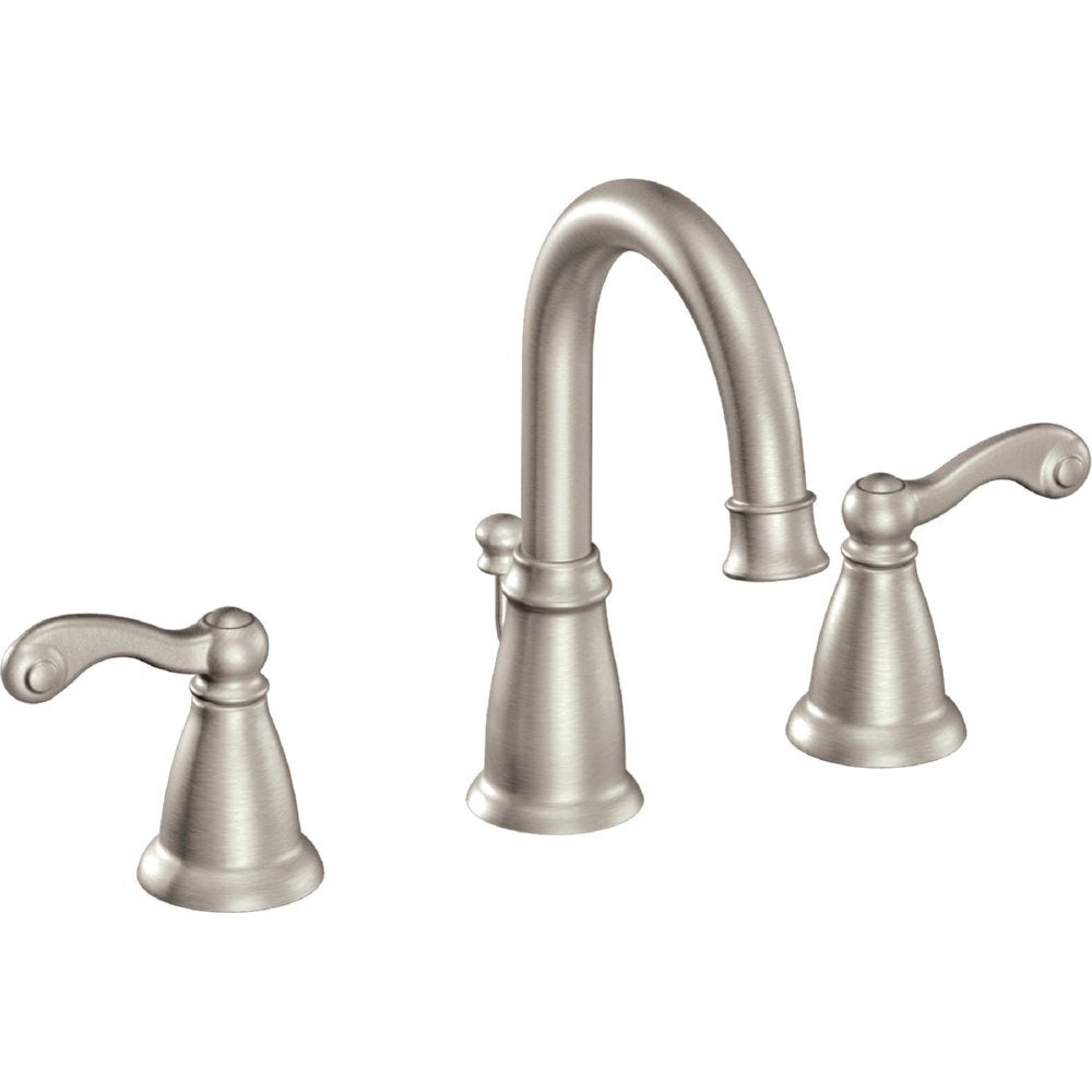 MOEN Traditional WS84004SRN Widespread 2-handle Bathroom Sink Faucet in Spot Resist Brushed Nickel (Valve Included)