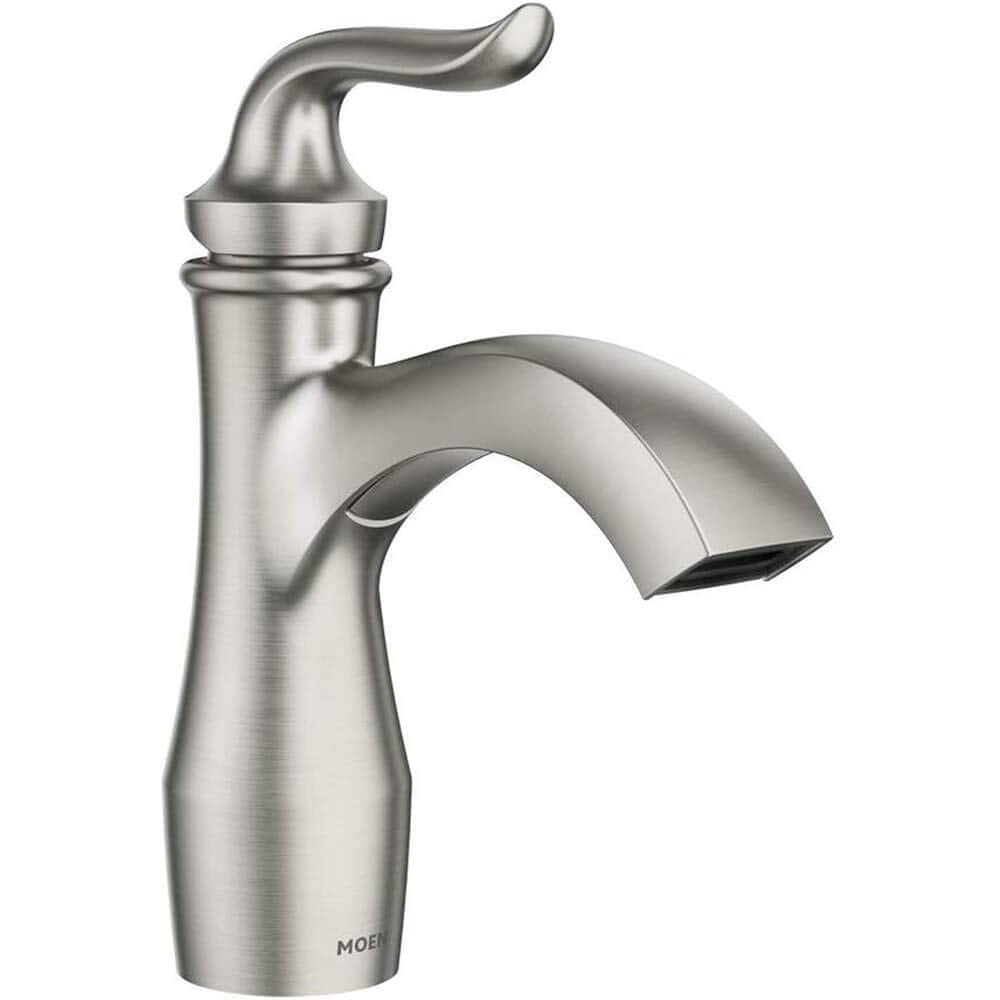 MOEN Hamden 84303SRN One-Handle Bathroom Sink Faucet in Spot Resist Brushed Nickel (Drain Included)