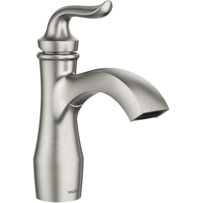 MOEN Hamden 84303SRN One-Handle Bathroom Sink Faucet in Spot Resist Brushed Nickel (Drain Included)