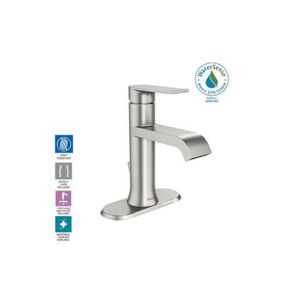 MOEN Genta WS84760SRN Single Handle Single Hole Bathroom Faucet in Brushed Nickel