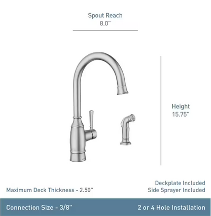 Moen Kitchen Faucet Single-Handle Side Sprayer Spot-Resistant Stainless