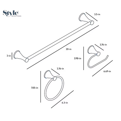 Style Selections 3-Piece Bailey Chrome Decorative Bathroom Hardware Set