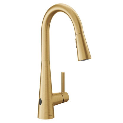 MOEN Sleek 7864EWBG Touchless Single Handle Pull-Down Sprayer Kitchen Faucet with MotionSense Wave in Brushed Gold