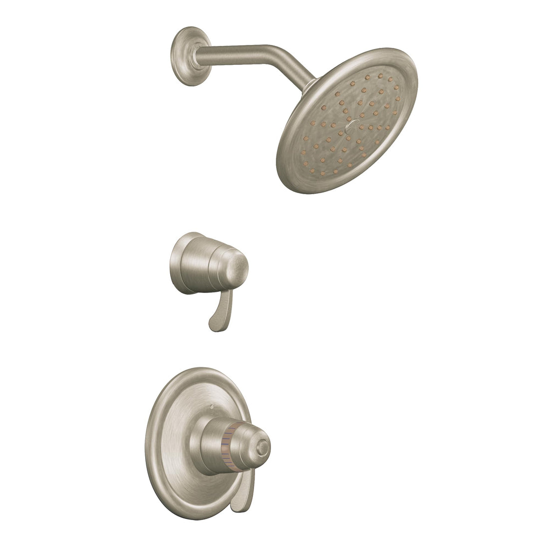 MOEN ExactTemp TS3400BN Double Handle Thermostatic Shower Trim with Rain Shower Head and Volume Control in Brushed Nickel (Valve Required)